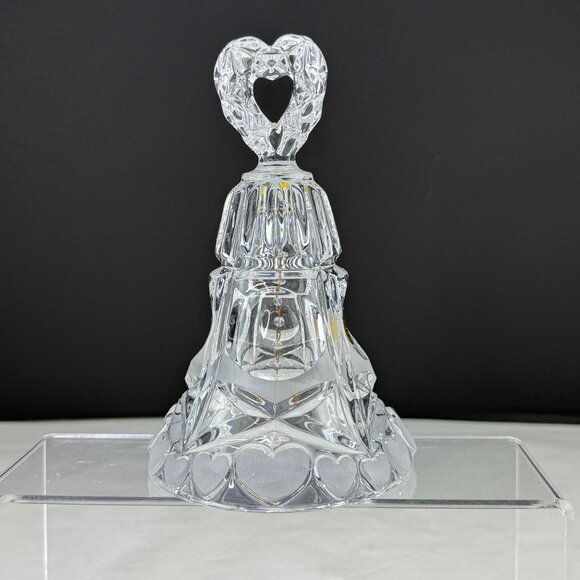 Vintage Hofbauer Echt Bleikristall Hand-Cut Lead Crystal Bell With Heart Handle - Picture 5 of 9